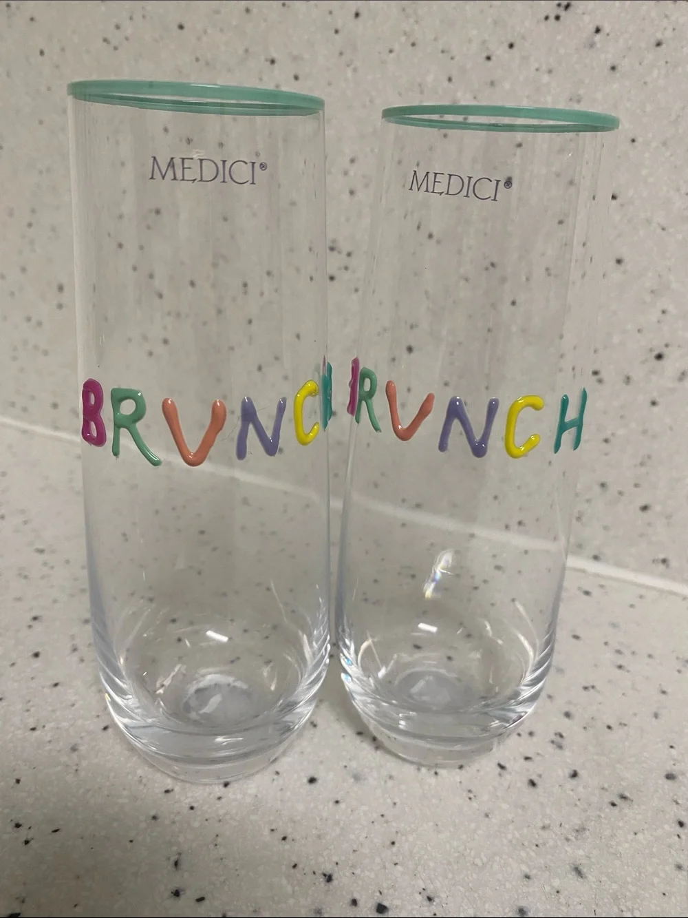 NWT.  Medici, “Brunch” Multicolor Champagne Flute - Set of 2